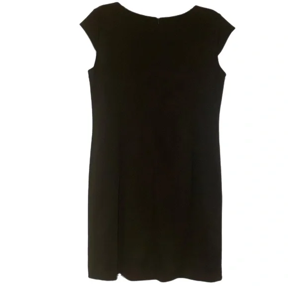 Y2K 90s Sheath Dress Black Tan Textured Ribbed - Picture 2 of 6